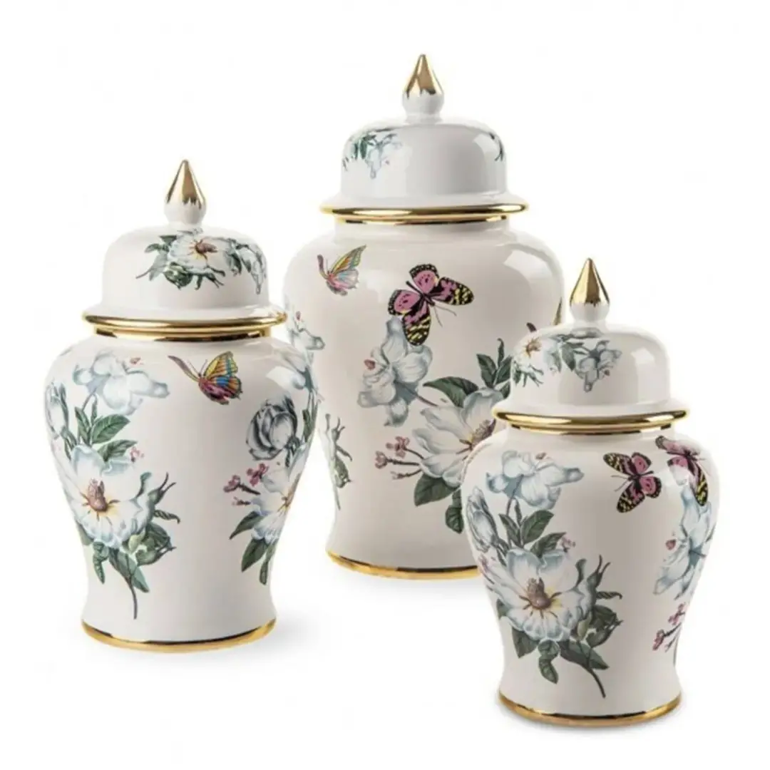 ÇİÇEK DESENLİ BEYAZ VAZO