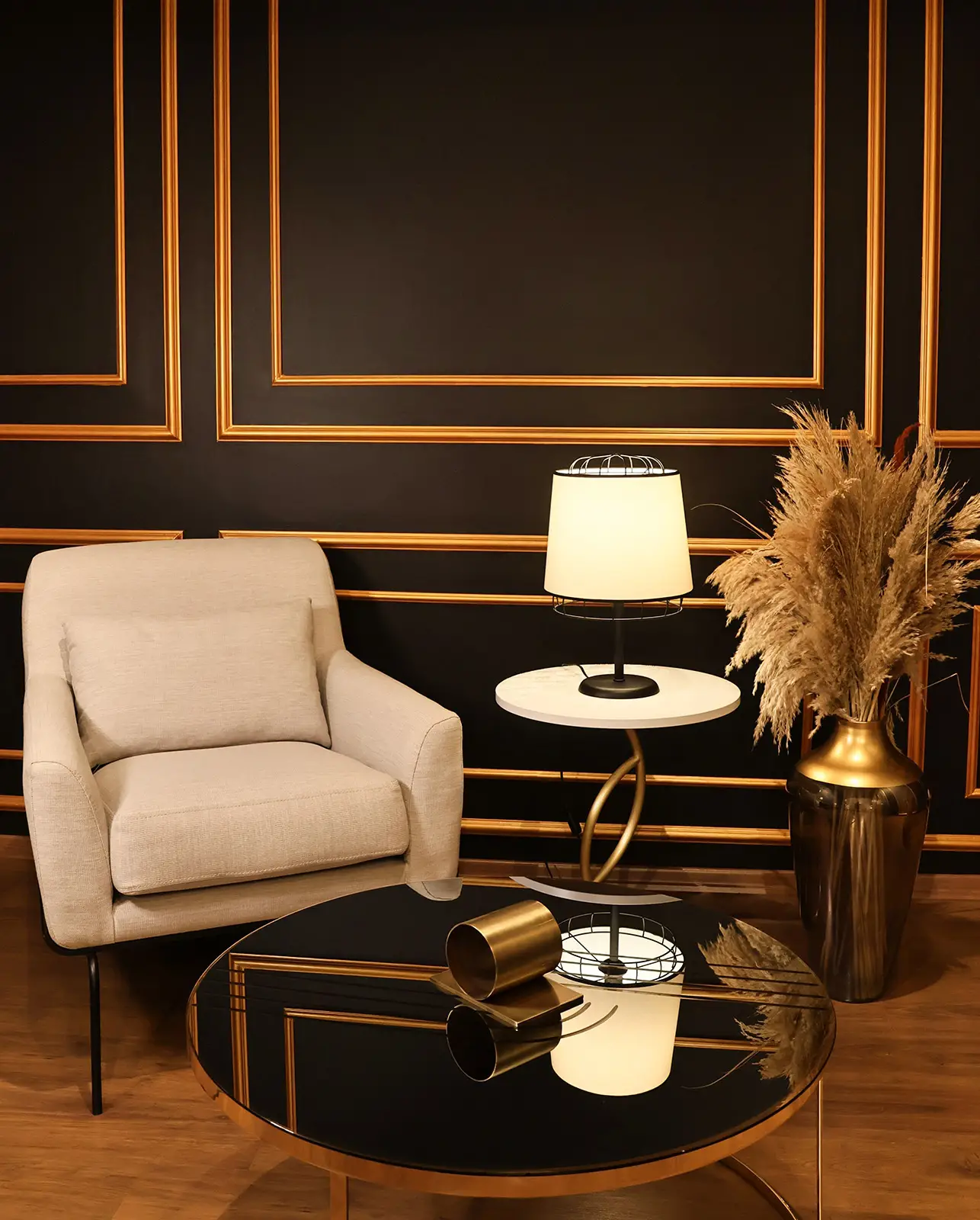 Arvent Kafes Detaylı Metal Abajur