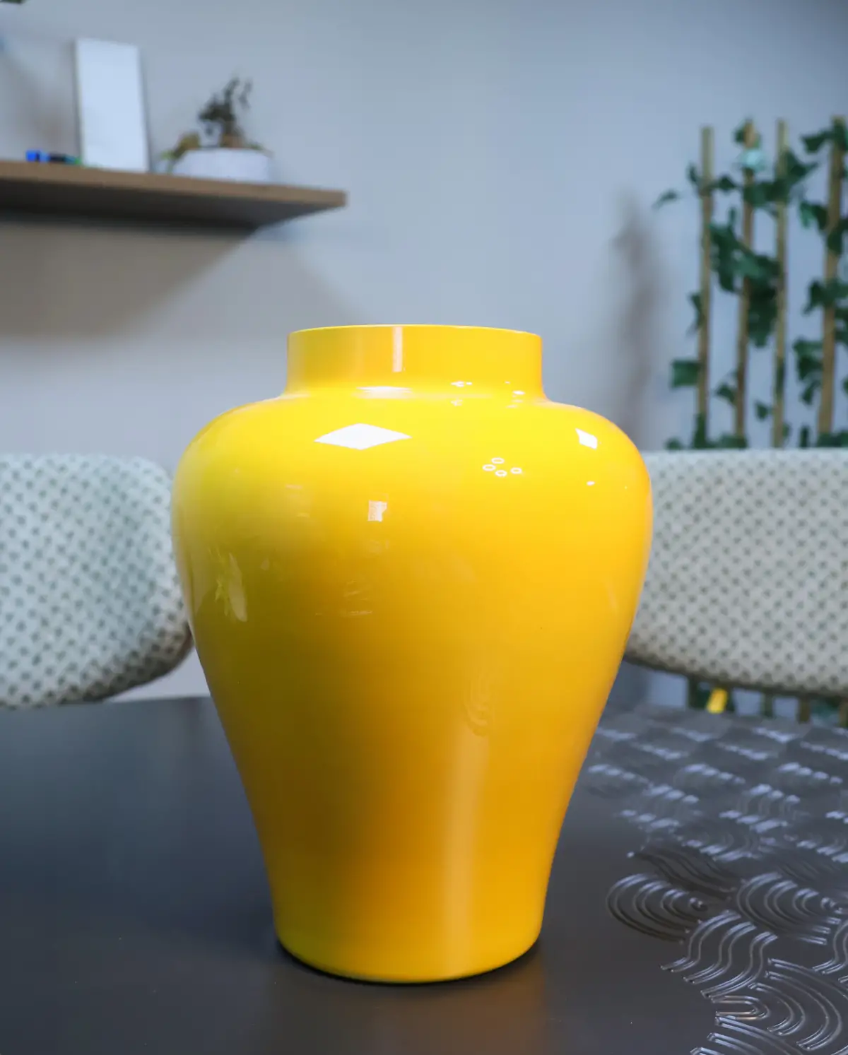 Özel Cam Üzeri Sarı Boyalı Vazo