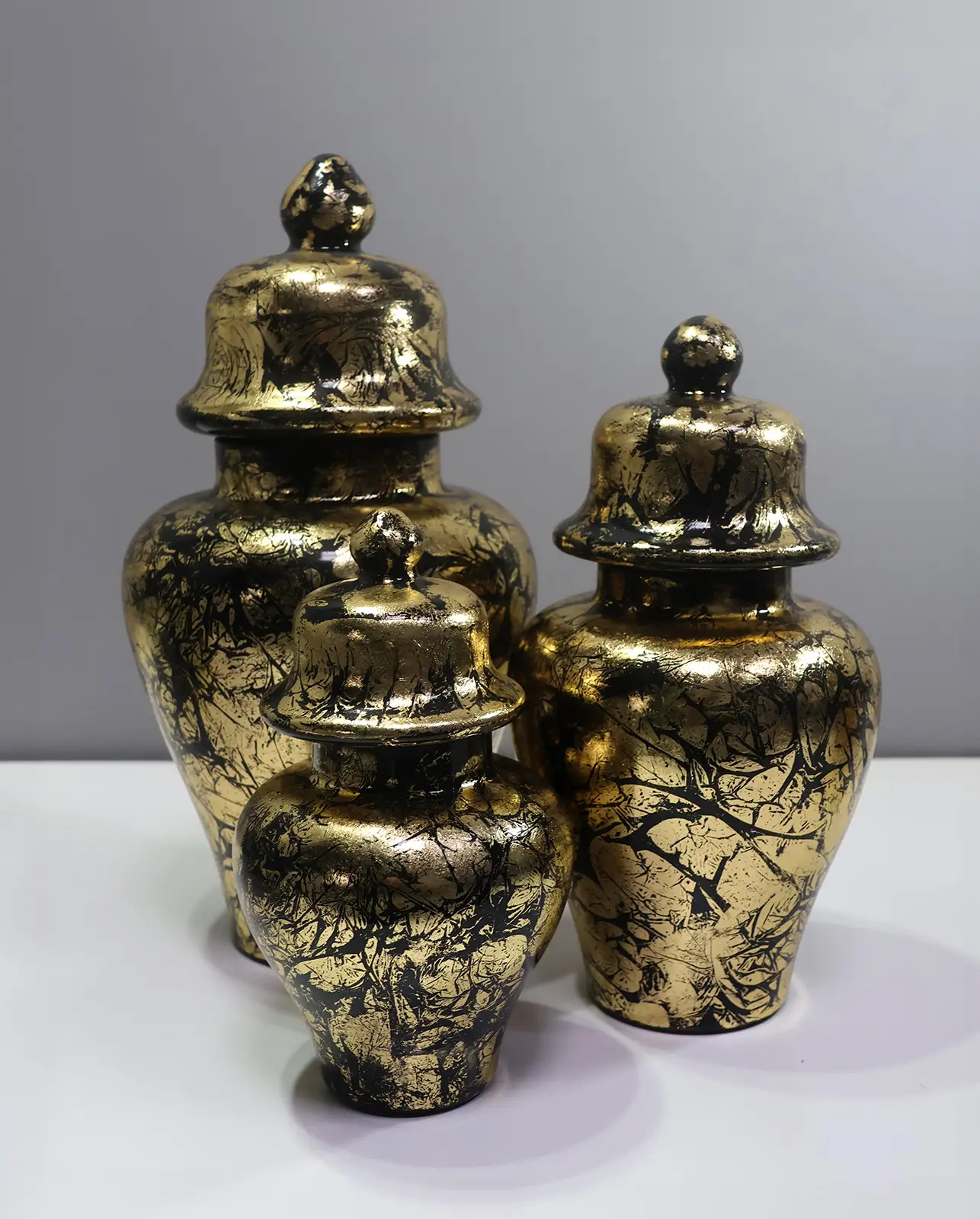 3'lü Özel El Yapımı Boyalı Vazo