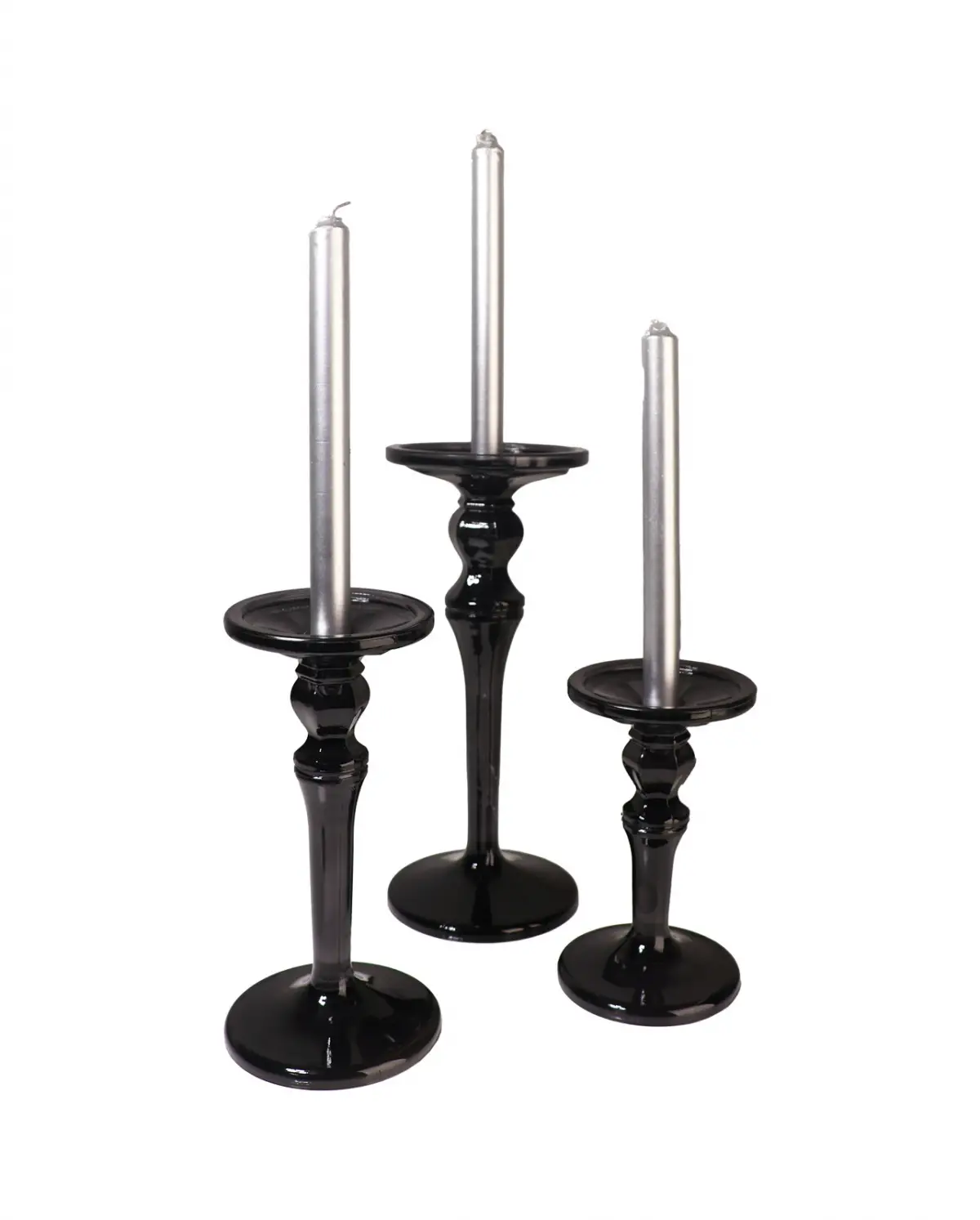 Dekoratif Siyah Cam Şamdan Mumluk