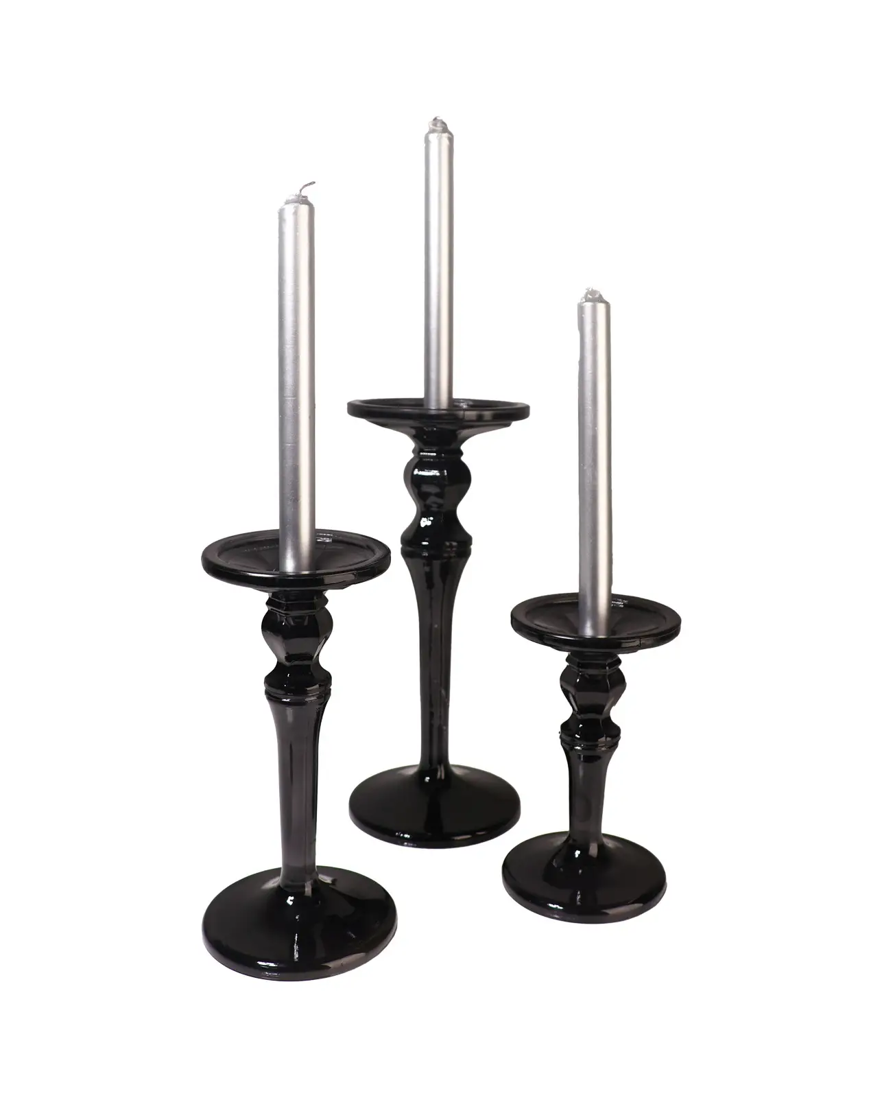 Dekoratif Siyah Cam Şamdan Mumluk