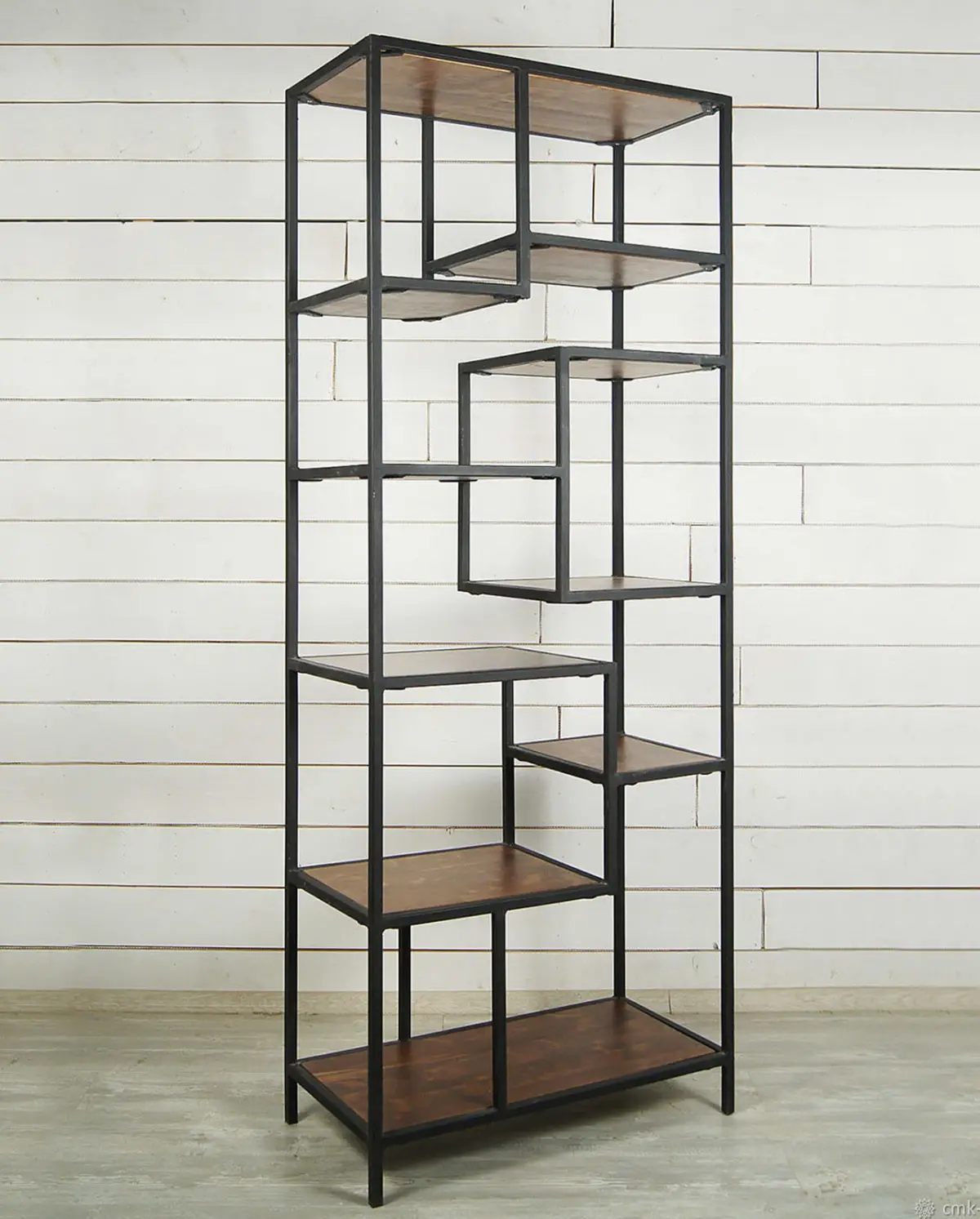 10 Ahşap Raf Metal Siyah Kitaplık