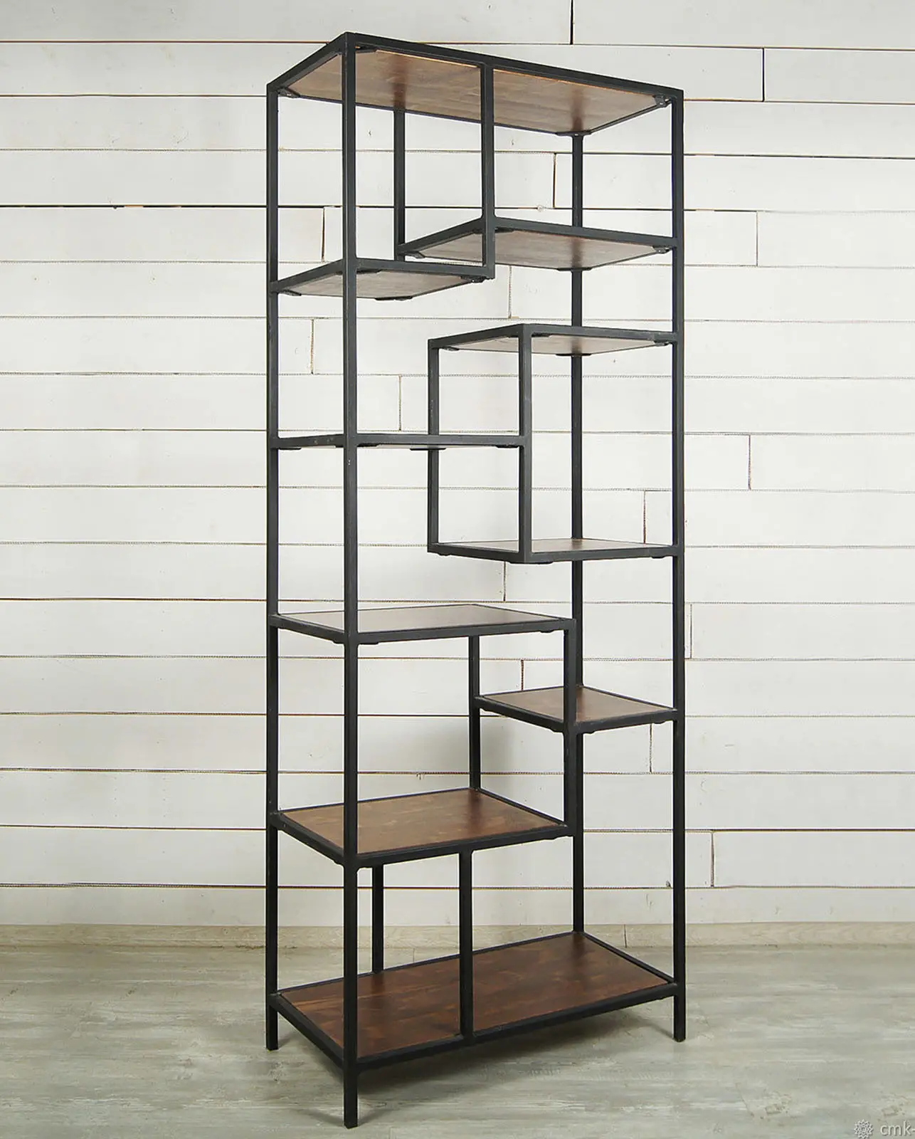 10 Ahşap Raf Metal Siyah Kitaplık